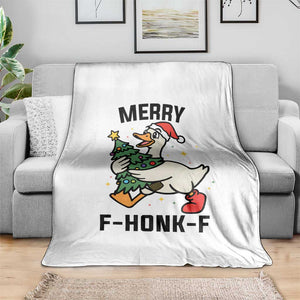Merry F Caw F Goose Throw Blanket Funny Christmas Gift - Print Your Wear