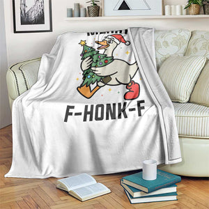Merry F Caw F Goose Throw Blanket Funny Christmas Gift - Print Your Wear