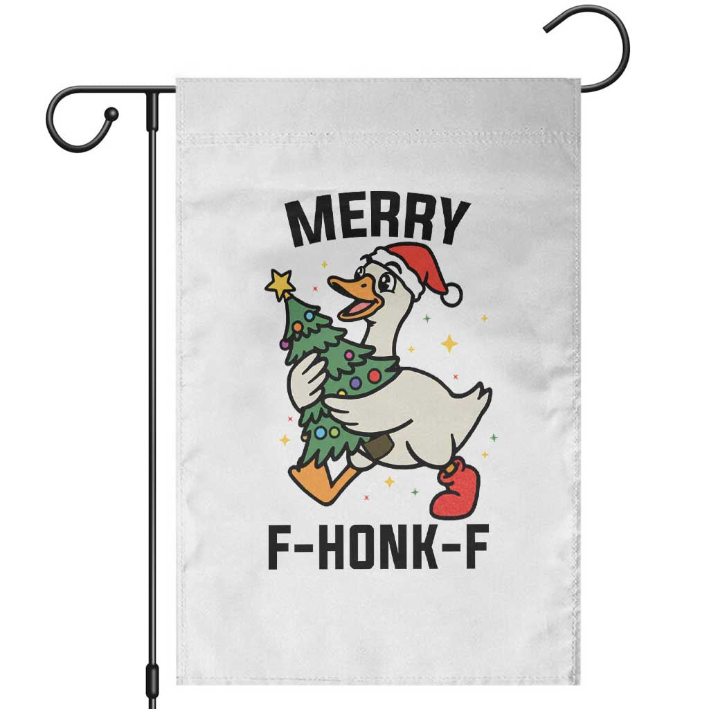 Merry F Caw F Goose Garden Flag Funny Christmas Gift TS12 White Print Your Wear