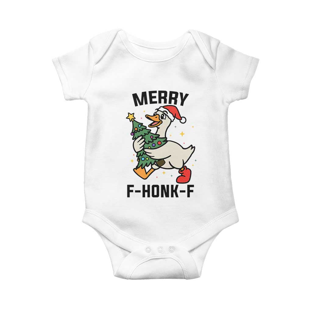 Merry F Caw F Goose Baby Onesie Funny Christmas Gift - Print Your Wear