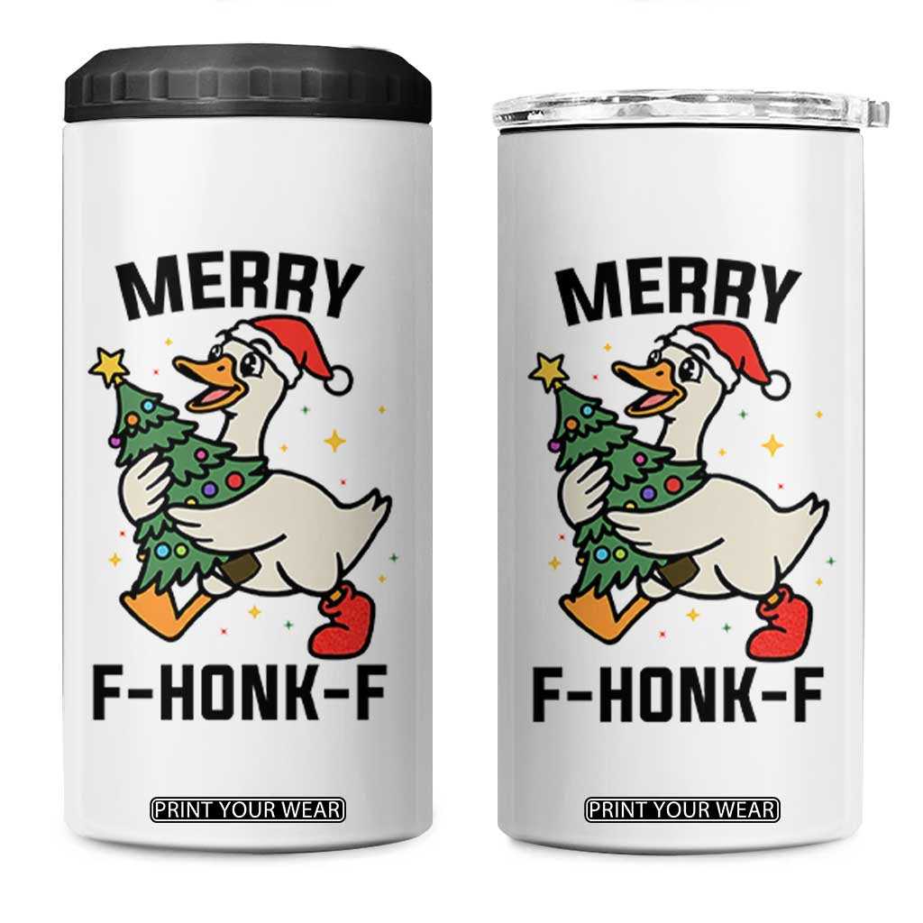 Merry F Caw F Goose 4 in 1 Can Cooler Tumbler Funny Christmas Gift - Print Your Wear