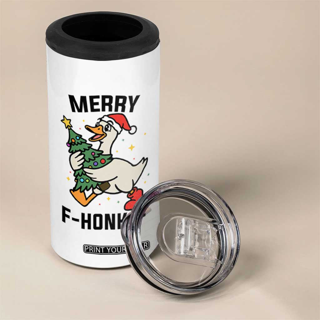 Merry F Caw F Goose 4 in 1 Can Cooler Tumbler Funny Christmas Gift TS12 Print Your Wear