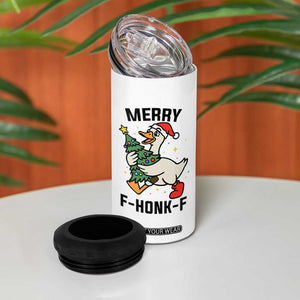 Merry F Caw F Goose 4 in 1 Can Cooler Tumbler Funny Christmas Gift - Print Your Wear