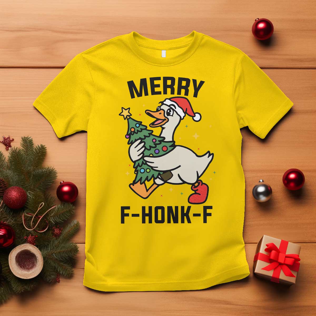 Merry F Caw F Goose T Shirt Funny Christmas Gift TS12 Daisy Print Your Wear