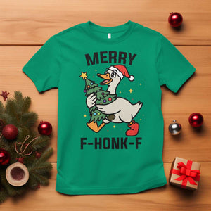 Merry F Caw F Goose T Shirt Funny Christmas Gift - Print Your Wear