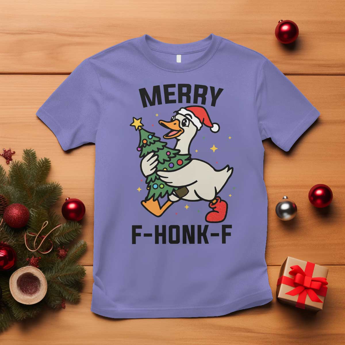 Merry F Caw F Goose T Shirt Funny Christmas Gift TS12 Violet Print Your Wear
