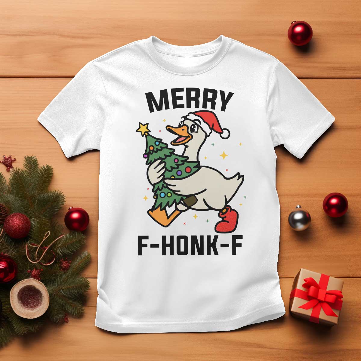 Merry F Caw F Goose T Shirt Funny Christmas Gift TS12 White Print Your Wear