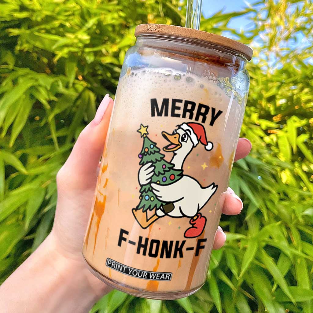 Merry F Caw F Goose Glass Can Funny Christmas Gift TS12 White Print Your Wear