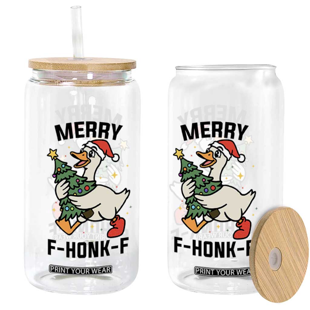 Merry F Caw F Goose Glass Can Funny Christmas Gift - Print Your Wear