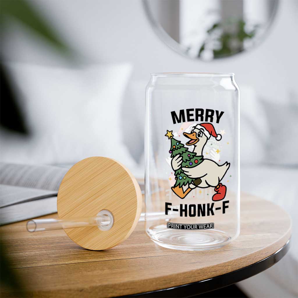 Merry F Caw F Goose Glass Can Funny Christmas Gift - Print Your Wear