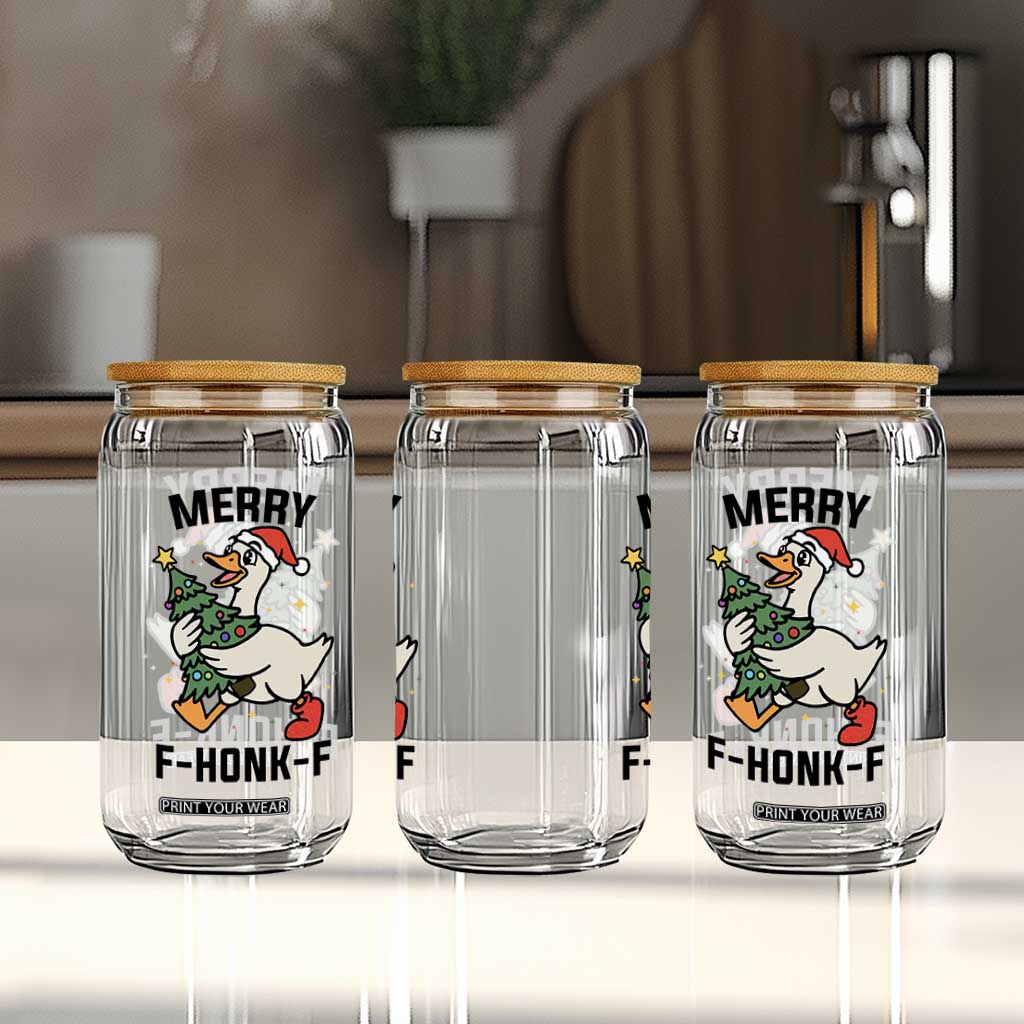 Merry F Caw F Goose Glass Can Funny Christmas Gift - Print Your Wear