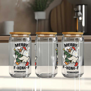 Merry F Caw F Goose Glass Can Funny Christmas Gift - Print Your Wear