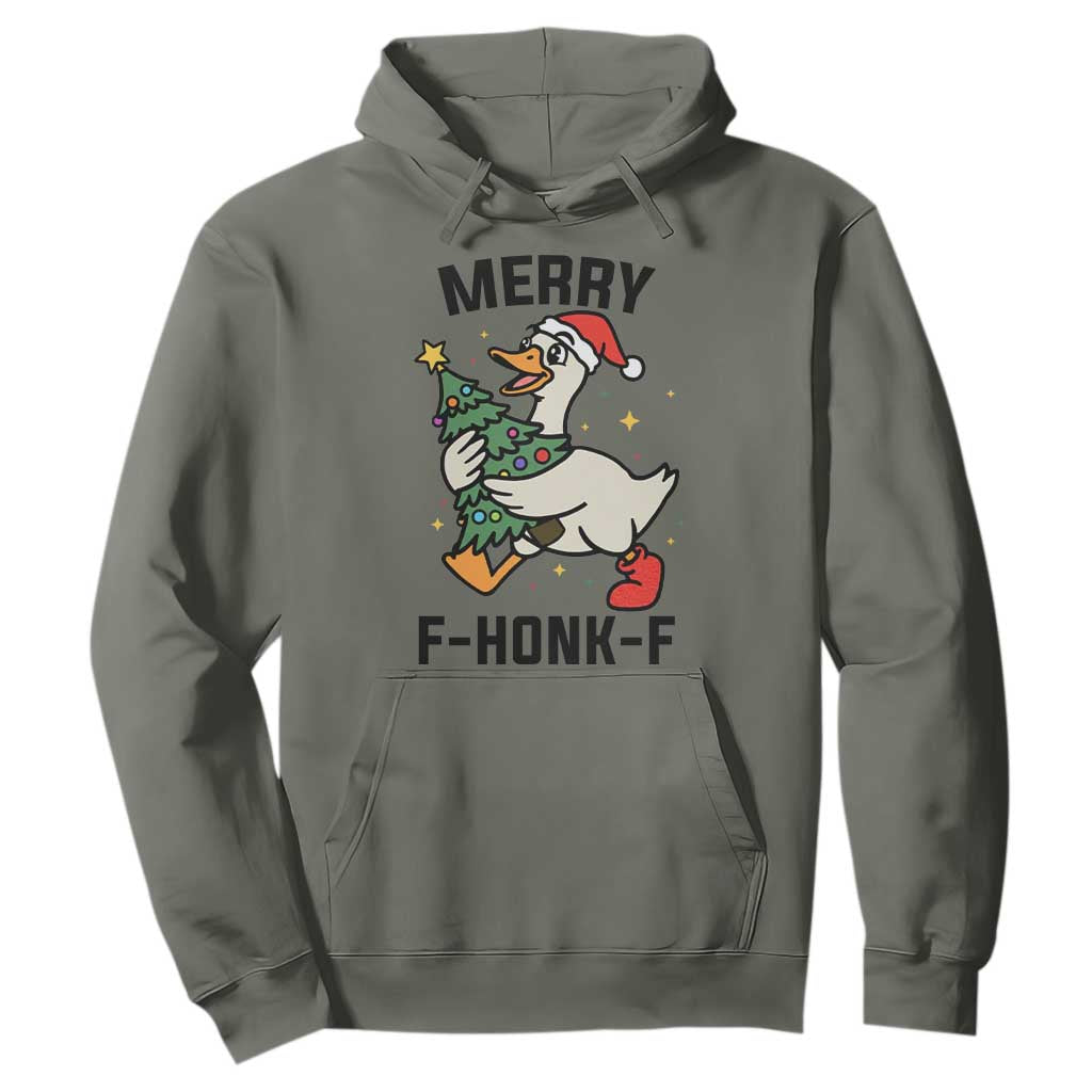 Merry F Caw F Goose Hoodie Funny Christmas Gift TS12 Military Green Print Your Wear