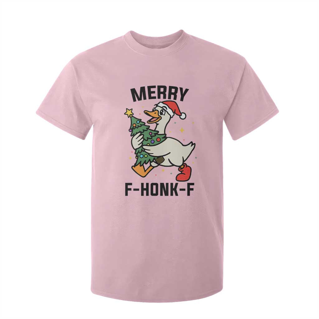 Merry F Caw F Goose T Shirt For Kid Funny Christmas Gift TS12 Light Pink Print Your Wear