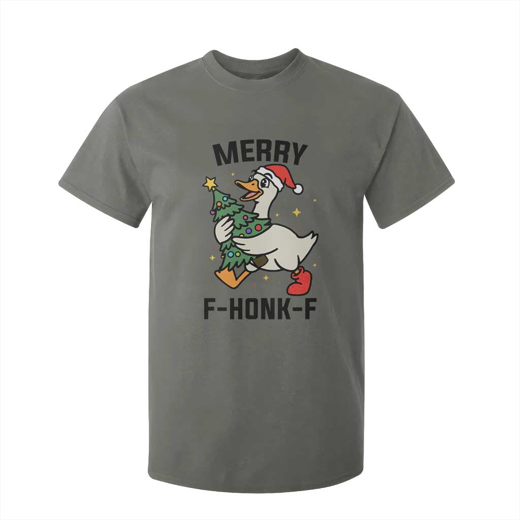 Merry F Caw F Goose T Shirt For Kid Funny Christmas Gift TS12 Military Green Print Your Wear
