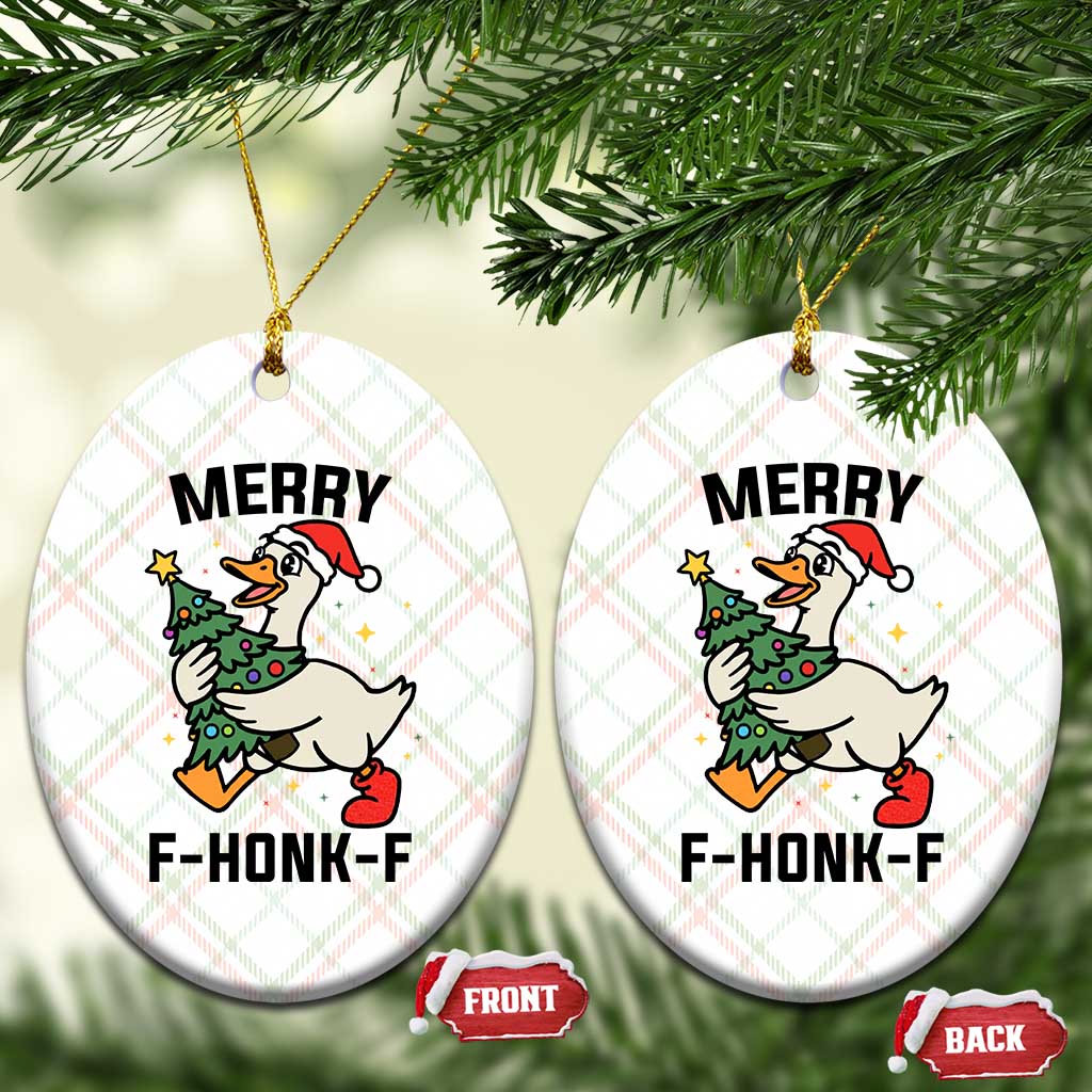 Merry F Caw F Goose Ceramic Ornament Funny Xmas Gift TS12 Print Your Wear