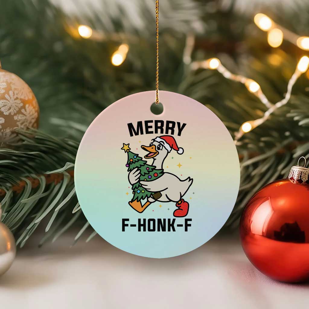Merry F Caw F Goose Ceramic Ornament Funny Xmas Gift TS12 1pc Pastel Print Your Wear