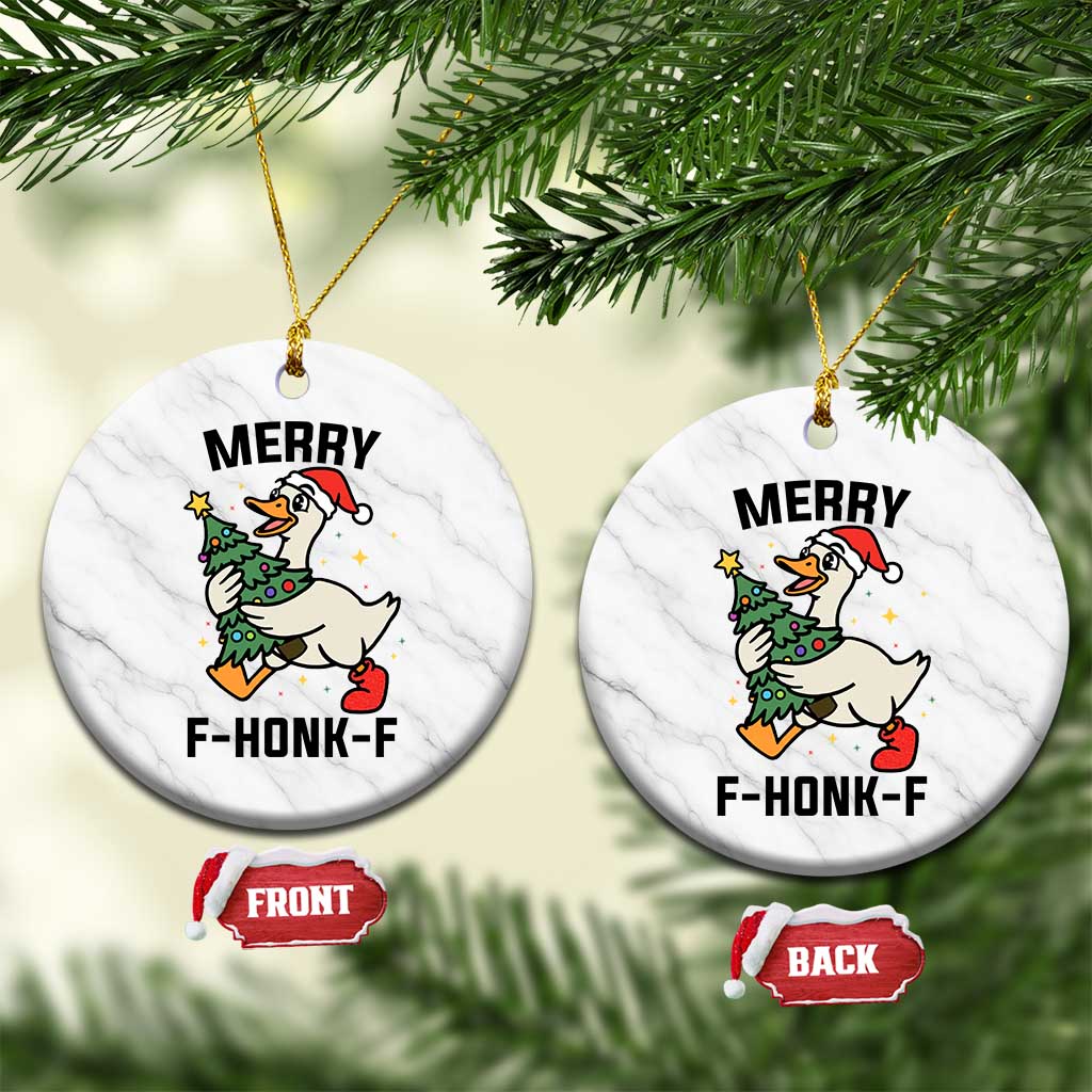 Merry F Caw F Goose Ceramic Ornament Funny Xmas Gift TS12 1pc White Marble Print Your Wear