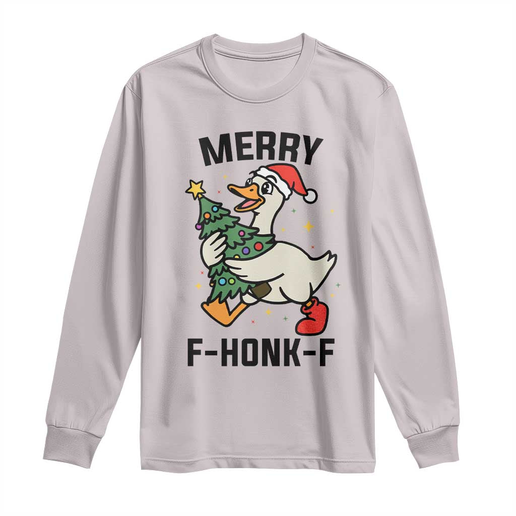 Merry F Caw F Goose Long Sleeve Shirt Funny Christmas Gift TS12 Ice Gray Print Your Wear