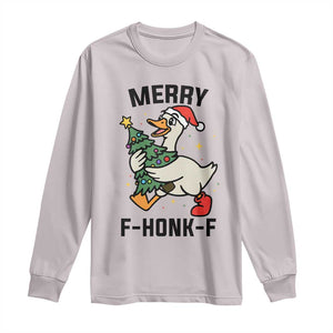 Merry F Caw F Goose Long Sleeve Shirt Funny Christmas Gift TS12 Ice Gray Print Your Wear