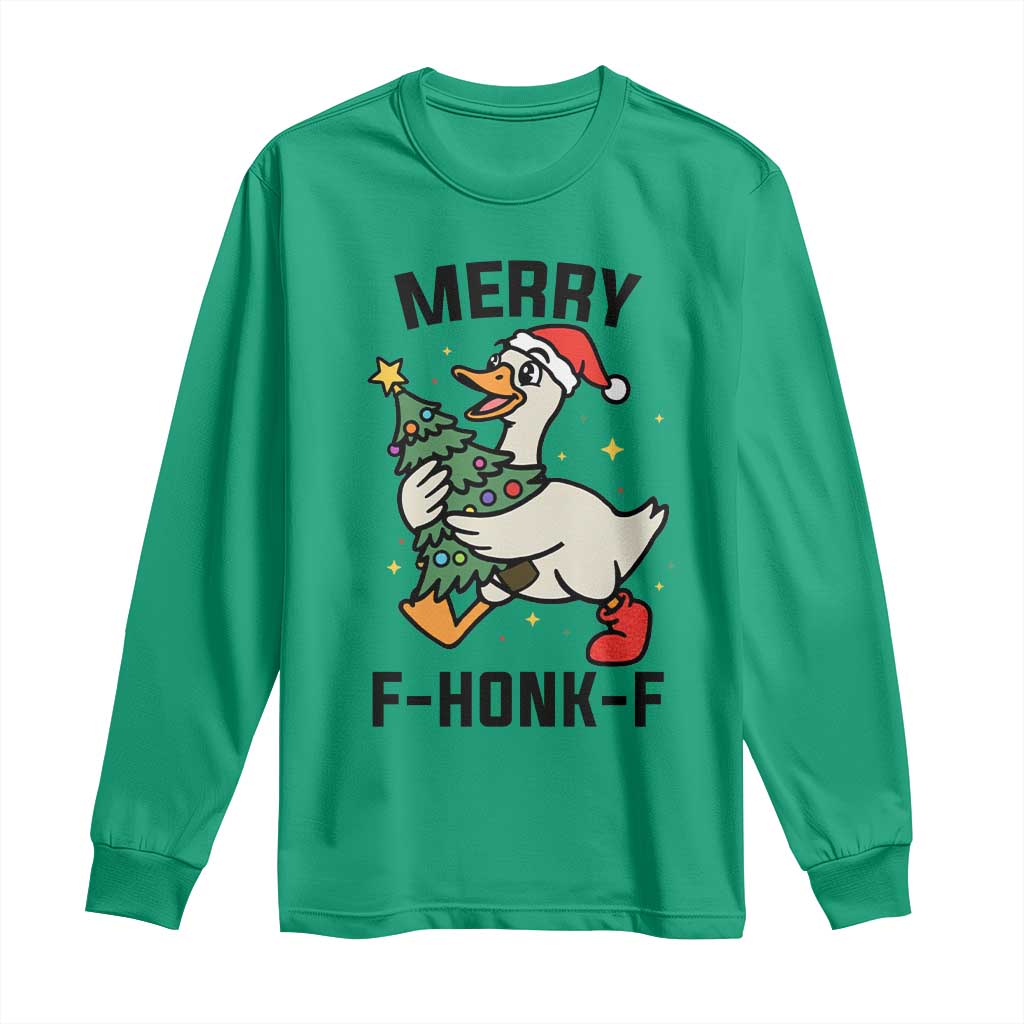 Merry F Caw F Goose Long Sleeve Shirt Funny Christmas Gift TS12 Irish Green Print Your Wear