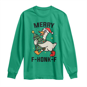 Merry F Caw F Goose Long Sleeve Shirt Funny Christmas Gift TS12 Irish Green Print Your Wear
