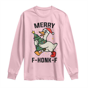 Merry F Caw F Goose Long Sleeve Shirt Funny Christmas Gift TS12 Light Pink Print Your Wear