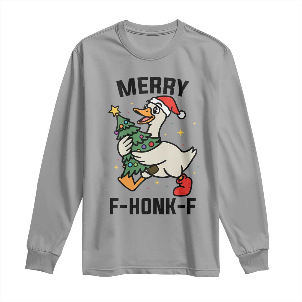 Merry F Caw F Goose Long Sleeve Shirt Funny Christmas Gift TS12 Sport Gray Print Your Wear