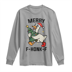 Merry F Caw F Goose Long Sleeve Shirt Funny Christmas Gift TS12 Sport Gray Print Your Wear