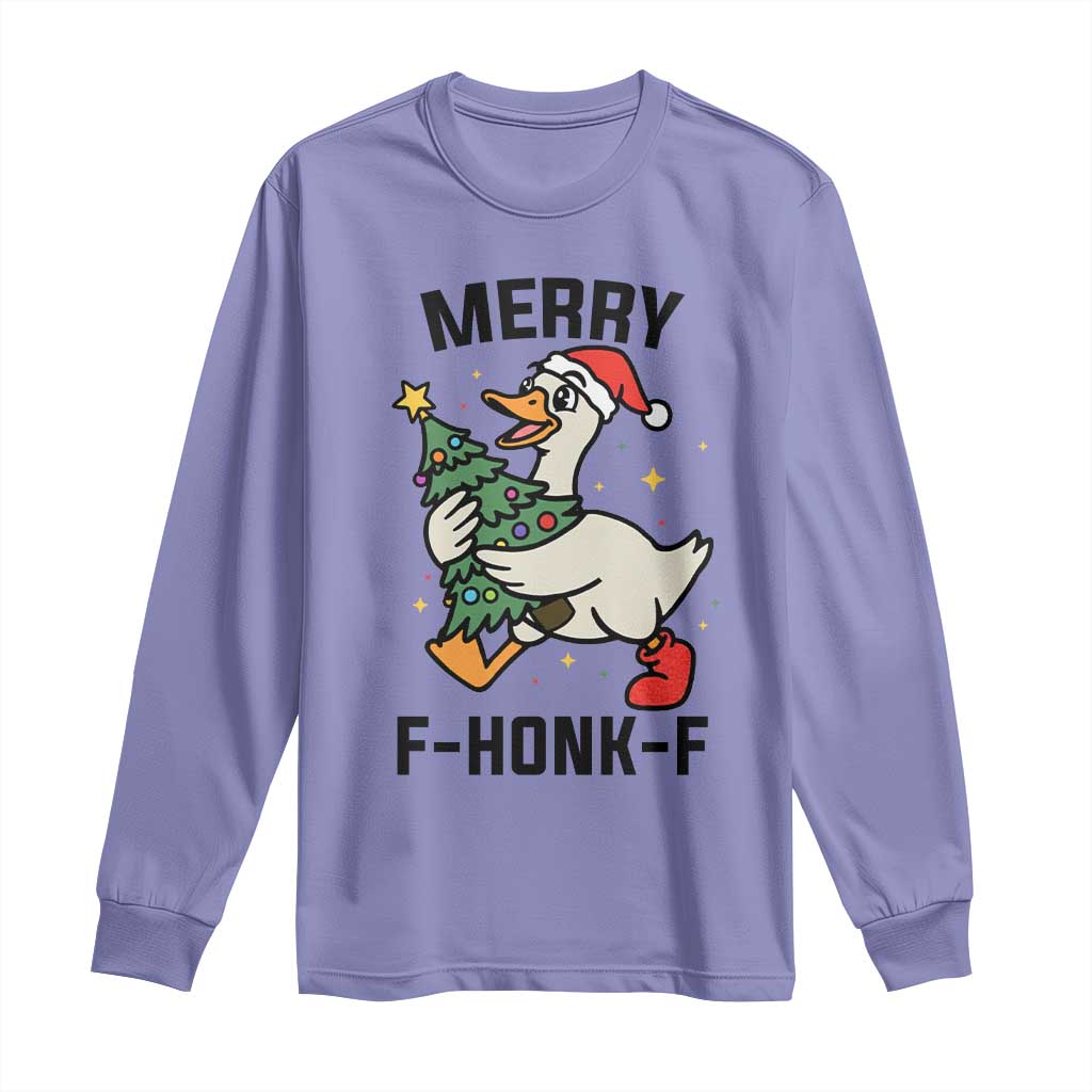 Merry F Caw F Goose Long Sleeve Shirt Funny Christmas Gift TS12 Violet Print Your Wear