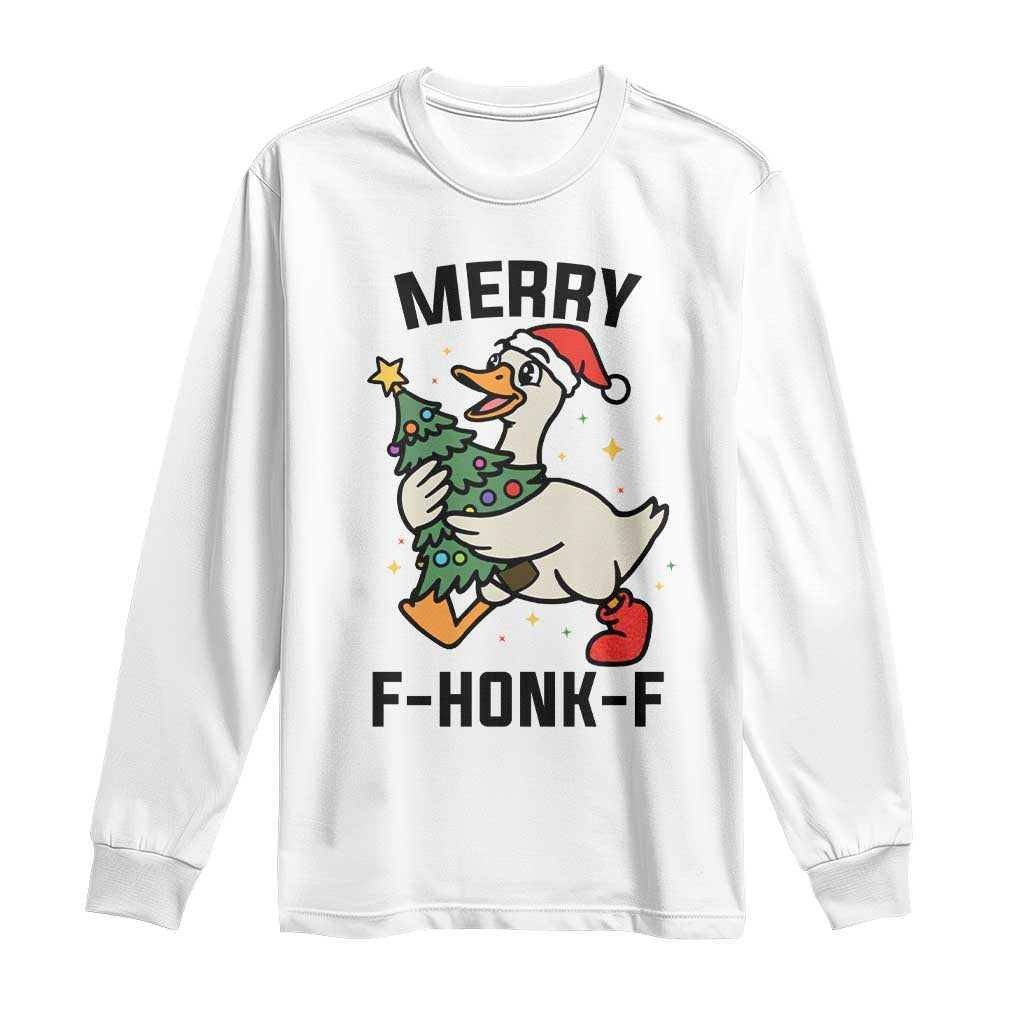 Merry F Caw F Goose Long Sleeve Shirt Funny Christmas Gift TS12 White Print Your Wear