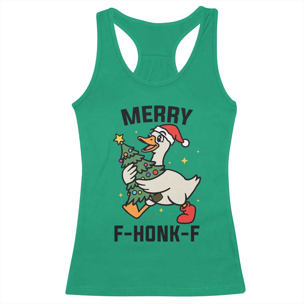 Merry F Caw F Goose Racerback Tank Top Funny Christmas Gift TS12 Irish Green Print Your Wear