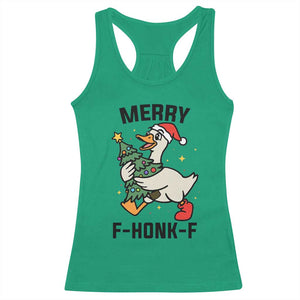 Merry F Caw F Goose Racerback Tank Top Funny Christmas Gift TS12 Irish Green Print Your Wear