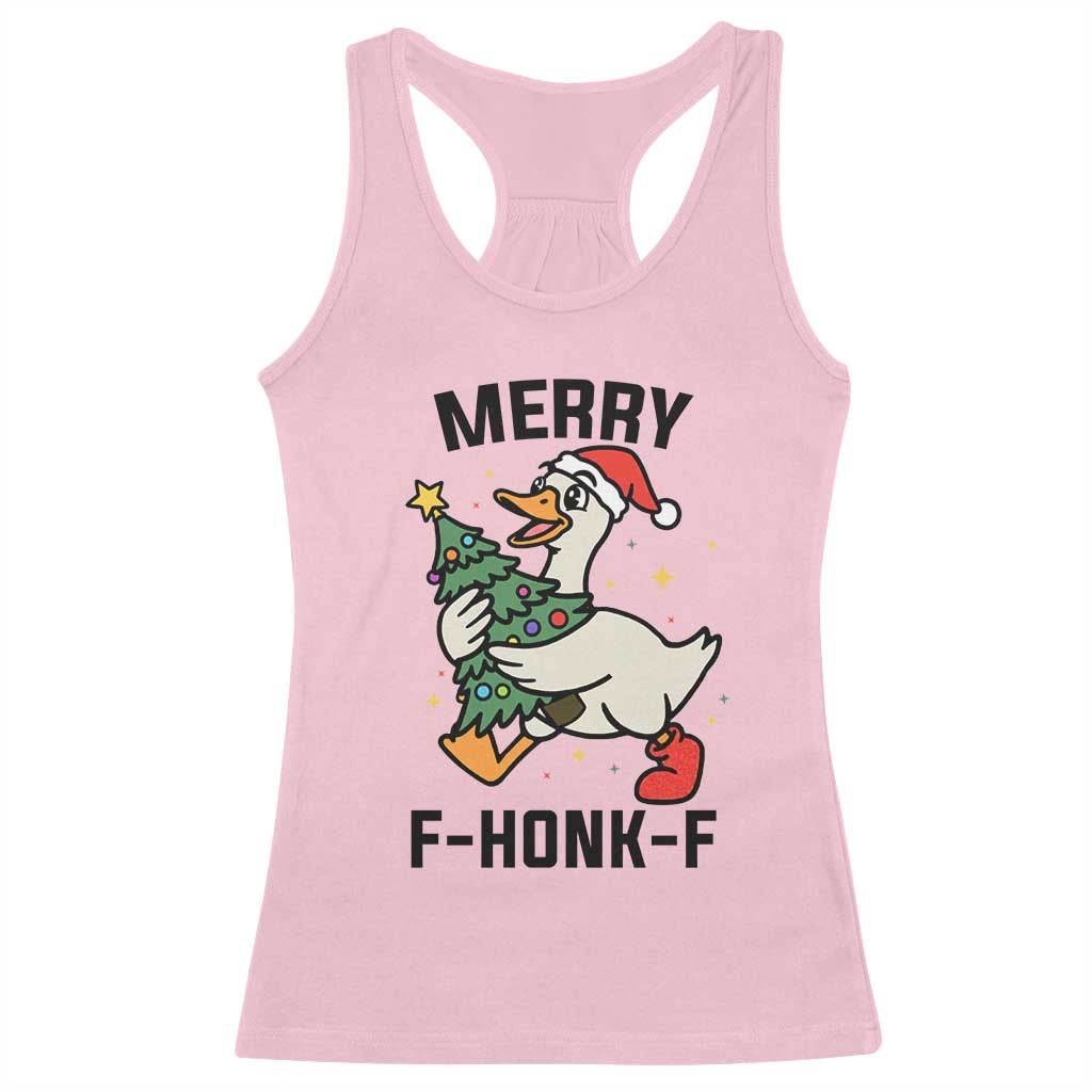 Merry F Caw F Goose Racerback Tank Top Funny Christmas Gift TS12 Light Pink Print Your Wear