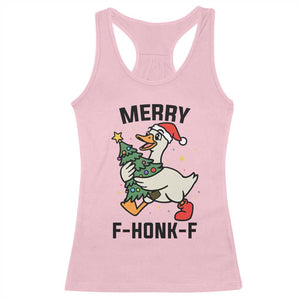 Merry F Caw F Goose Racerback Tank Top Funny Christmas Gift TS12 Light Pink Print Your Wear