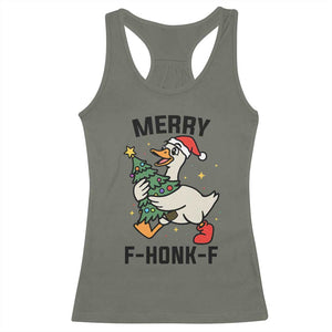 Merry F Caw F Goose Racerback Tank Top Funny Christmas Gift TS12 Military Green Print Your Wear
