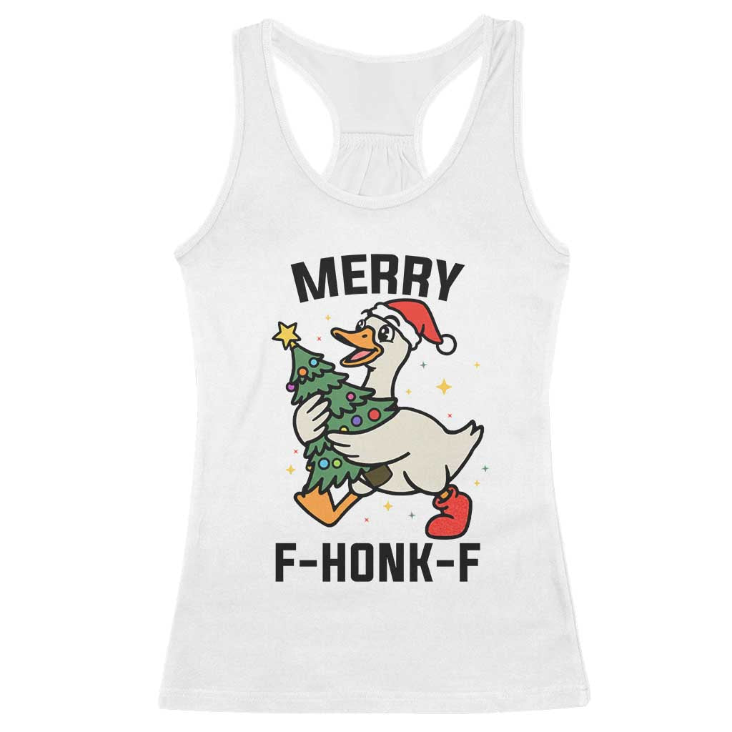 Merry F Caw F Goose Racerback Tank Top Funny Christmas Gift - Print Your Wear