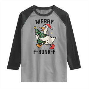 Merry F Caw F Goose Raglan Shirt Funny Christmas Gift - Print Your Wear