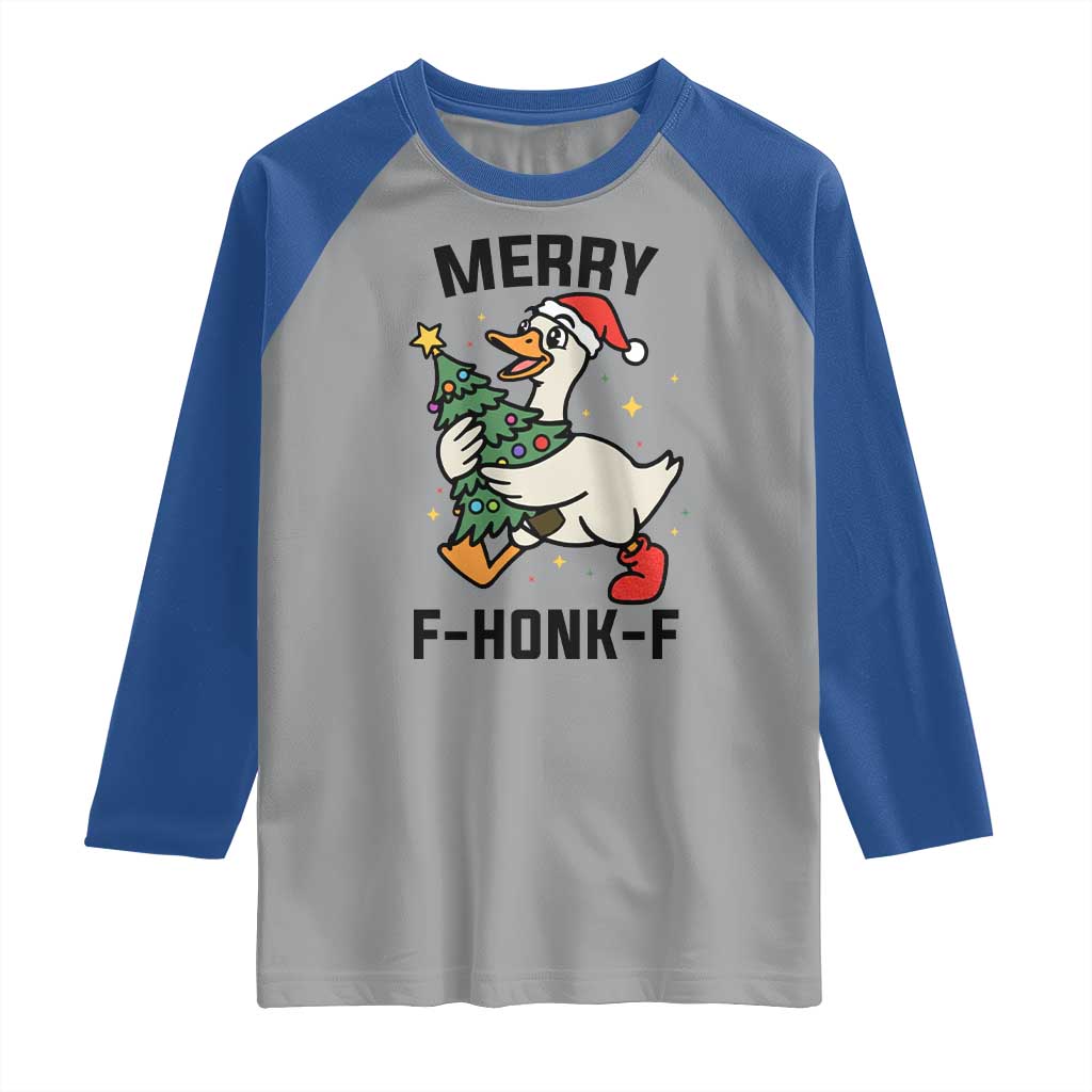 Merry F Caw F Goose Raglan Shirt Funny Christmas Gift TS12 Sport Gray Royal Print Your Wear