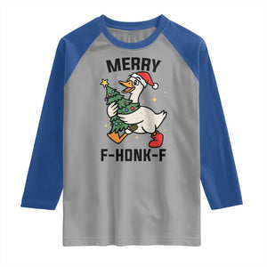 Merry F Caw F Goose Raglan Shirt Funny Christmas Gift - Print Your Wear