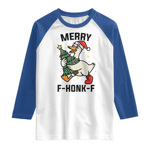 Merry F Caw F Goose Raglan Shirt Funny Christmas Gift TS12 White Royal Print Your Wear