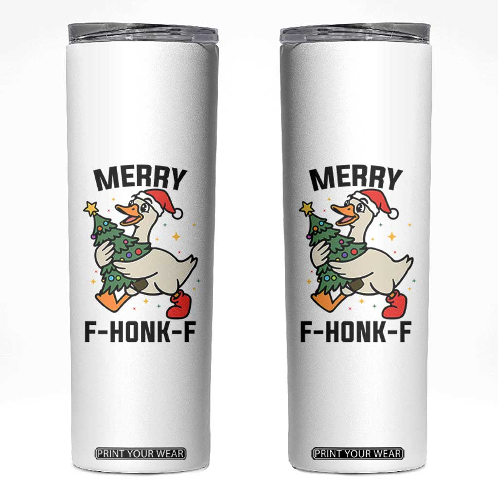 Merry F Caw F Goose Skinny Tumbler Funny Christmas Gift TS12 White Print Your Wear