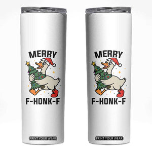 Merry F Caw F Goose Skinny Tumbler Funny Christmas Gift - Print Your Wear
