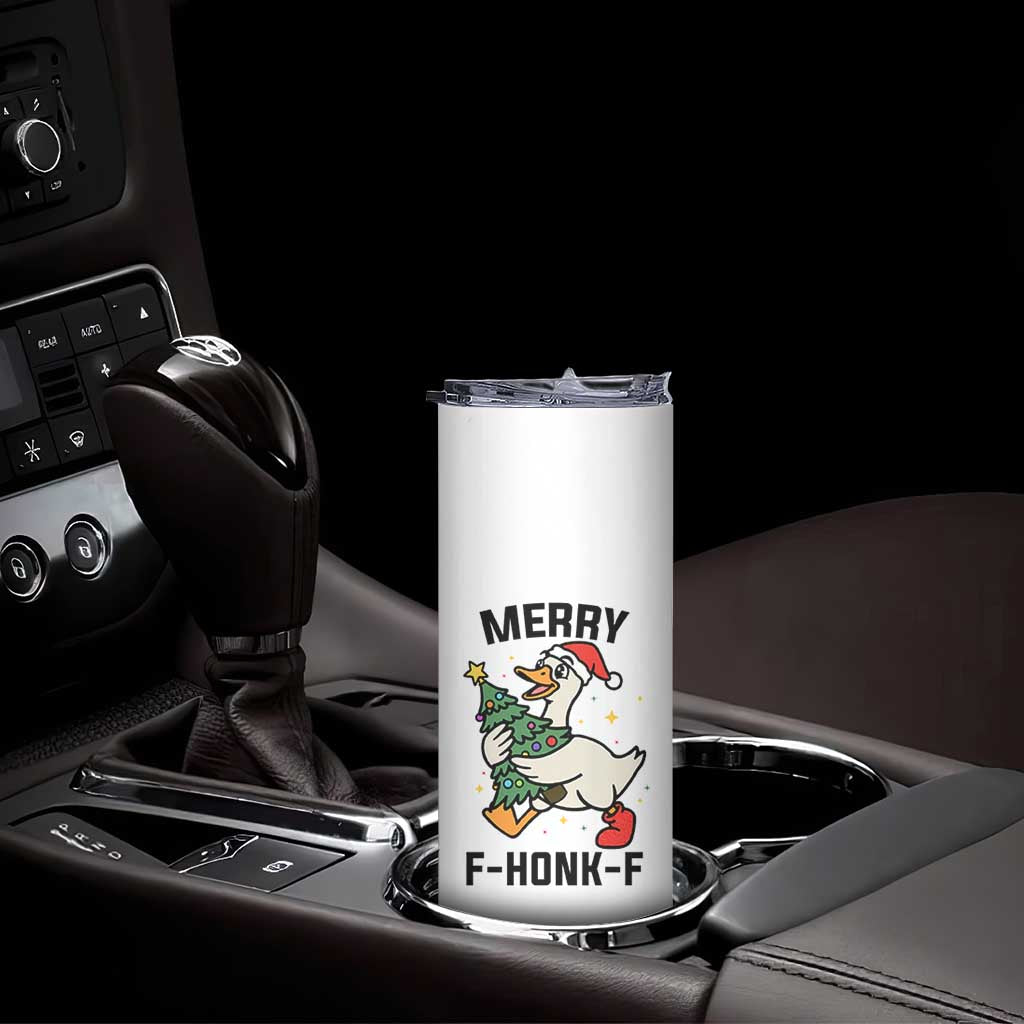Merry F Caw F Goose Skinny Tumbler Funny Christmas Gift - Print Your Wear