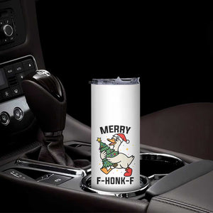 Merry F Caw F Goose Skinny Tumbler Funny Christmas Gift - Print Your Wear