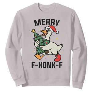 Merry F Caw F Goose Sweatshirt Funny Christmas Gift TS12 Ice Gray Print Your Wear