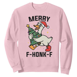 Merry F Caw F Goose Sweatshirt Funny Christmas Gift TS12 Light Pink Print Your Wear