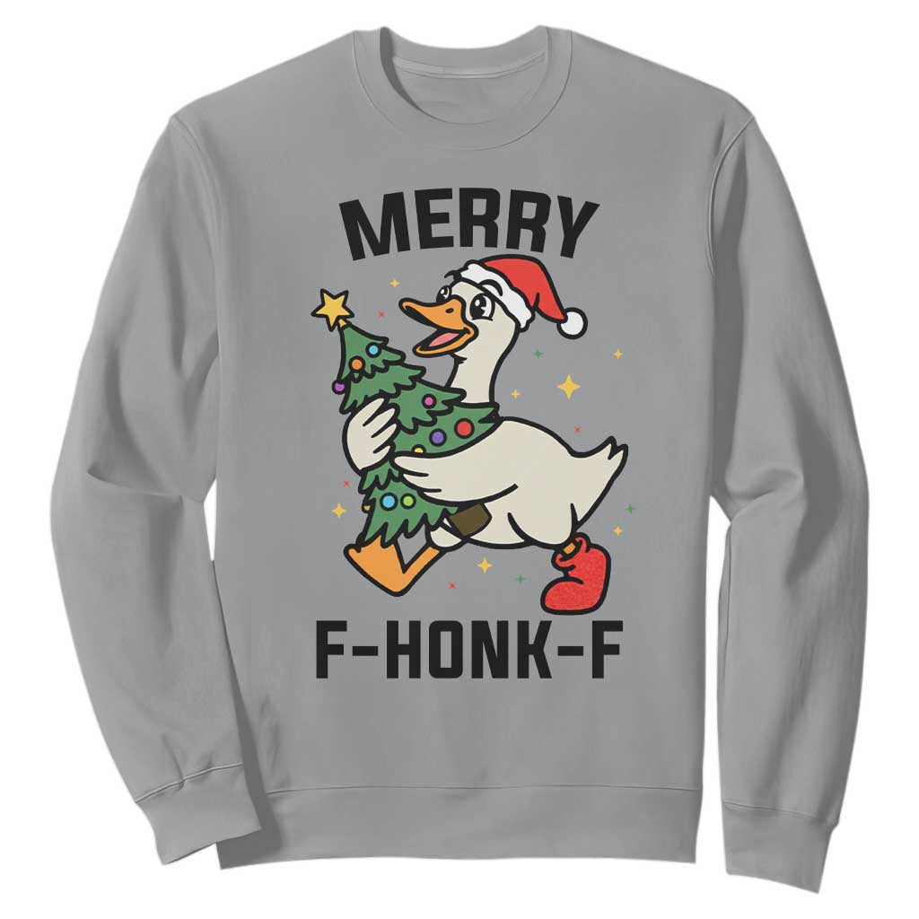 Merry F Caw F Goose Sweatshirt Funny Christmas Gift TS12 Sport Gray Print Your Wear