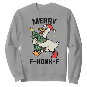Merry F Caw F Goose Sweatshirt Funny Christmas Gift TS12 Sport Gray Print Your Wear