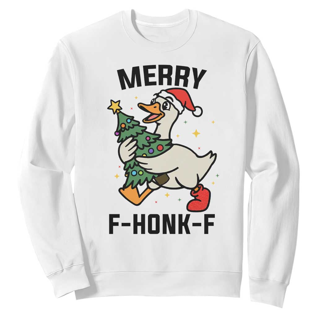 Merry F Caw F Goose Sweatshirt Funny Christmas Gift TS12 White Print Your Wear